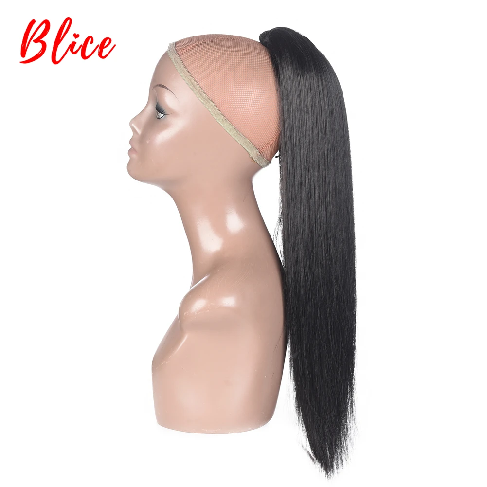 Blice-Cabello sintético liso y sedoso largo, 30 ", resistente al calor, con dos peines de plástico, extensión de cola de caballo, negro y marrón