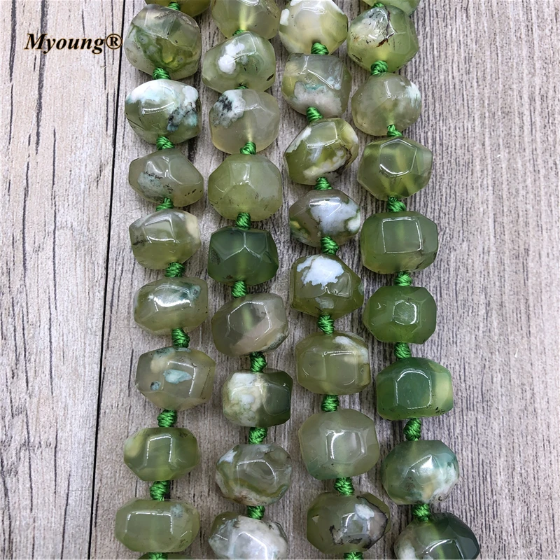Green Cherry Quartz Agates Stone Beads,Faceted Loose Flat Cutting Nugget Necklace Bracelet Beads For DIY Jewelry MY210456