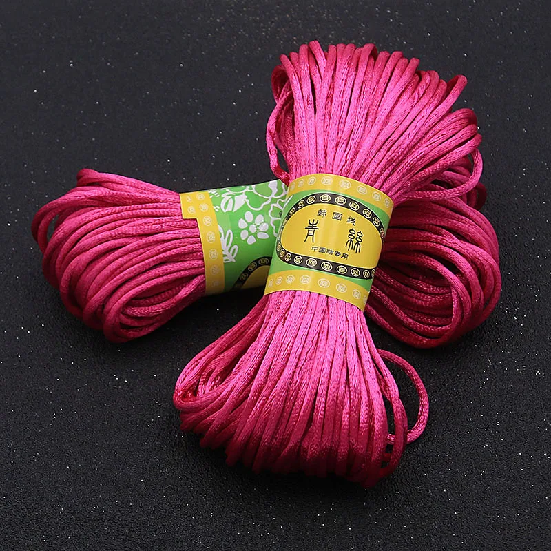 20 Meter 2mm 25 Farbe Chinesischen Knoten Moos Schnur Rattail Satin Geflochtene DIY Schmuck Halskette NAccessories Woven Materialien