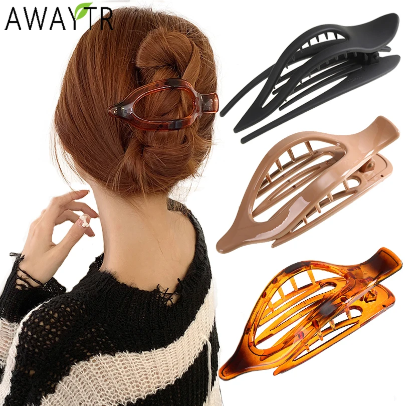 AWAYTR Hair Claw Clip Barrette Duckbill for Women Fashion Crab Acrylic Hairpin Ponytail Hairgrip Girls Hair Accessories Headwear