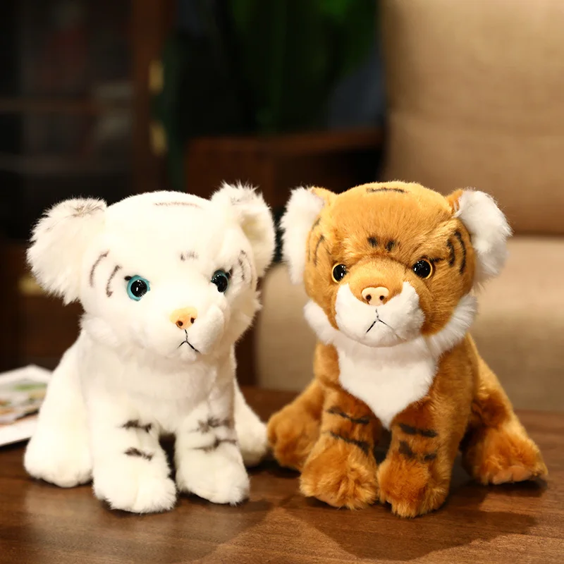 10-25cm Echt Lebensdauer Mini Tiger Plüsch Spielzeug Wilden Wilden Tier Simulation Weiß Braun Wald König Puppe Kissen kinder Geburtstag Geschenk