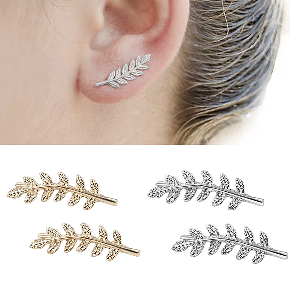 2023 NEW Vintage Exquisite Metal Golden Leaf Hook Earrings Stud Earrings for Women Ear Jewelry cute earrings korean earrings