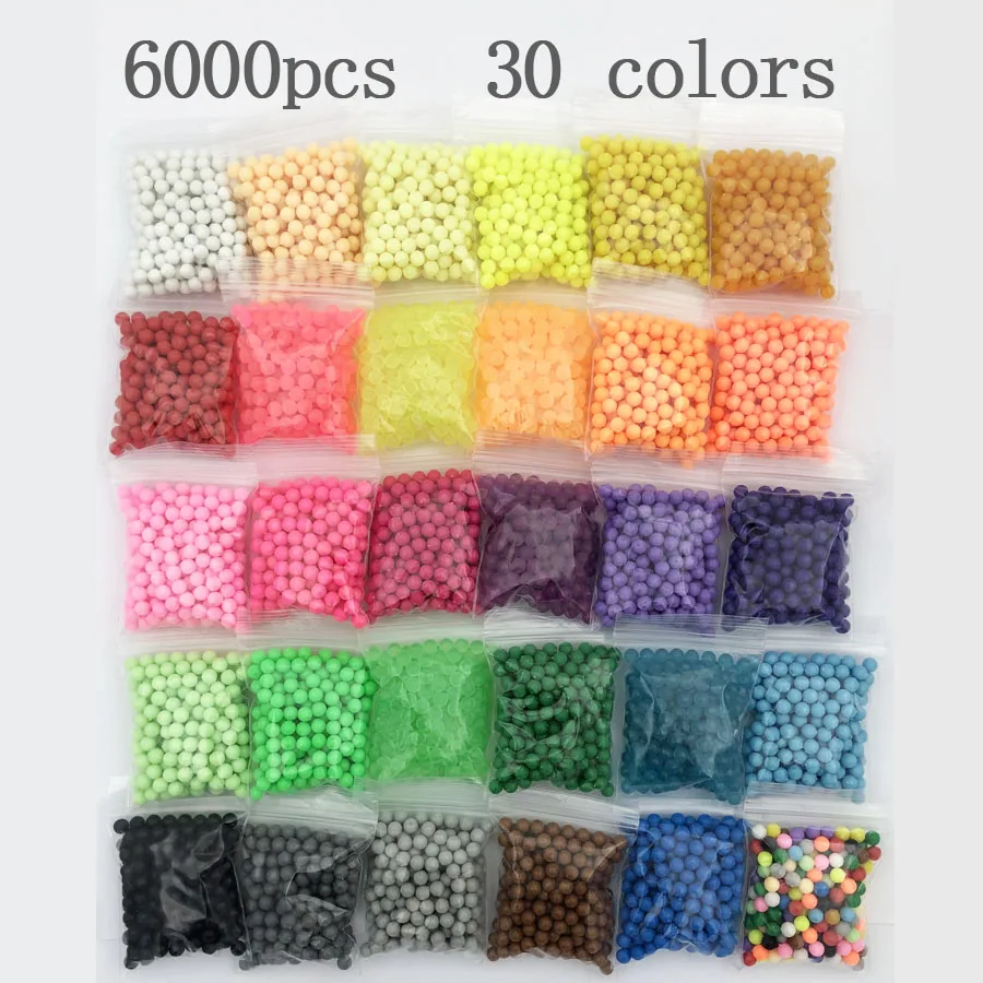 Magic Water Beads Puzzle para crianças, cor de cristal, Perler Magic Beads, Hama Beads Spray, 3D Handmade Toy, 30 cores