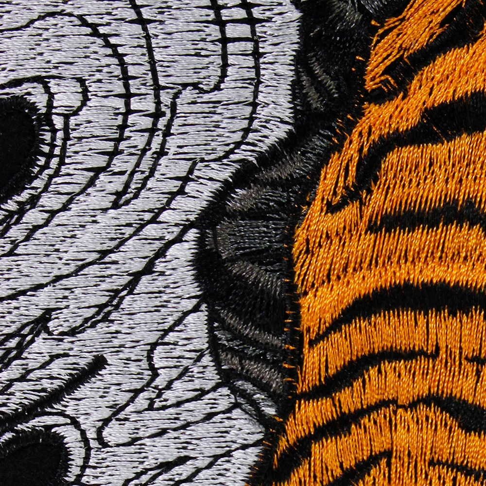 Large Tiger Embroidery Applique Iron on Patches Decorative Leather Jacket Backpack Sewing Accessories