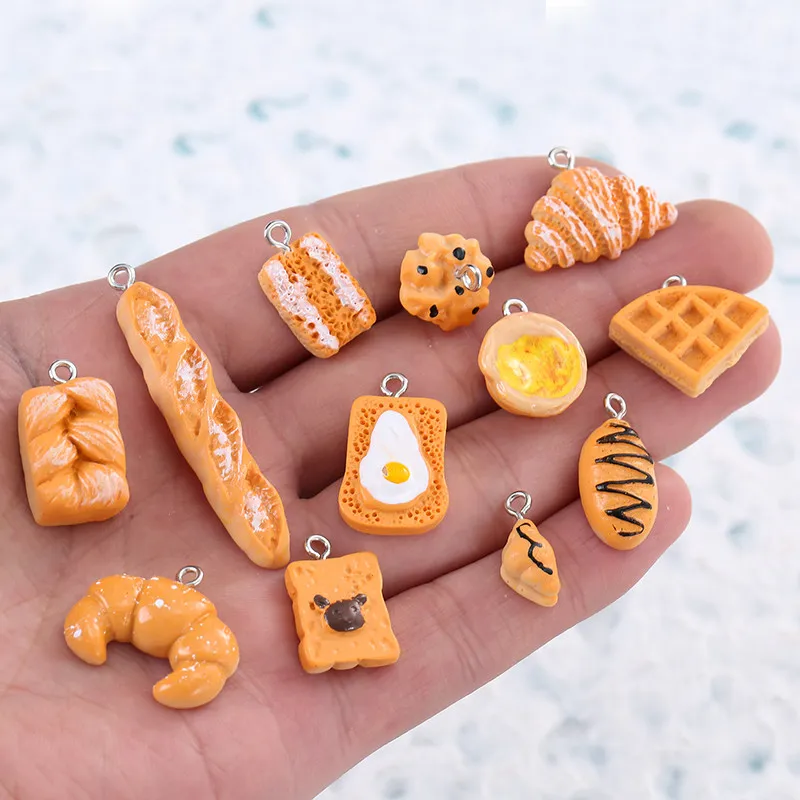 Sansango 10Pcs Cute Mini Resin Hamburger Sandwich Charms Pendants for Diy Earrings Key Chains Fashion Jewelry Making - view 2