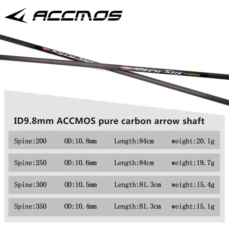 6/12pcs Pure Carbon Arrow Archery ID 9.8 MM Spine 150 200 250 300 350 For Recurve Compound Traditional Bow Indoor Shooting