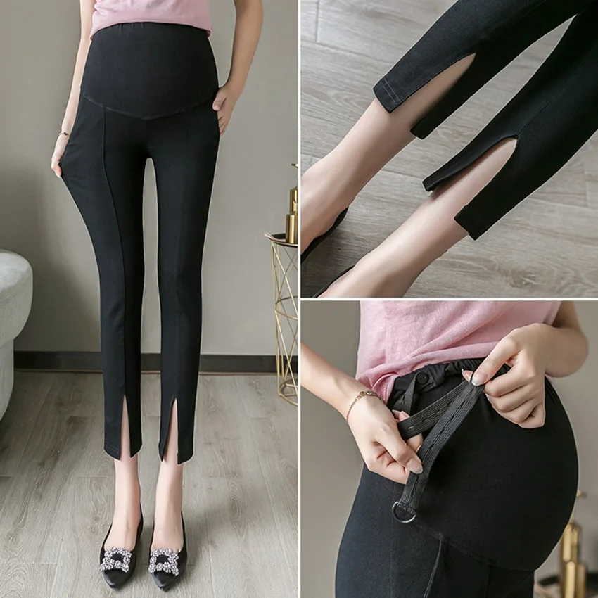 

Pregnant women leggings spring and autumn new split fork feet pencil pants stretch stomach lift pregnant women pants