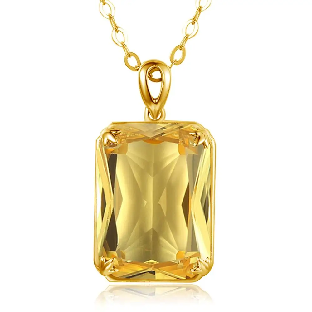 Famous Brand Yellow Cristal Gemstone 14K Gold Silver Pendant 925 Sterling Silver Pendants Necklace Trendy Fine Jewelry Accessory