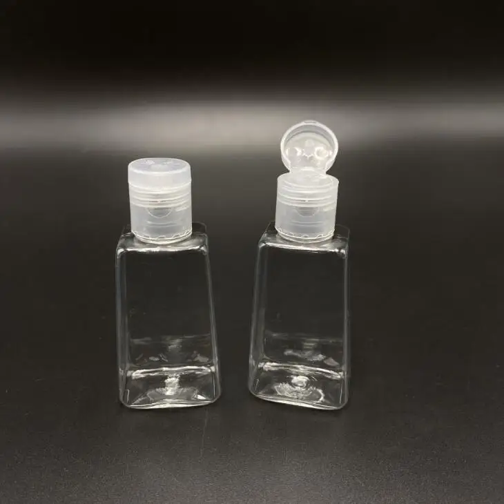 30ML Lege Handdesinfecterend PET-fles met Flip Cap Trapeziumvorm Make-up Remover Vloeibare Monsterflessen LX1880