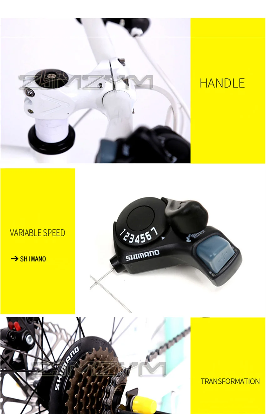 Bicycle 24 Inch Ultra Light Portable Student Road Bike For Adults Variable-speed Color Solid Tires Manual Front Brake Bike