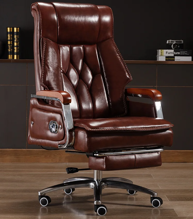 Computer chair home boss chair reclining office chair comfortable sedentary leather executive chair massage business lift swivel