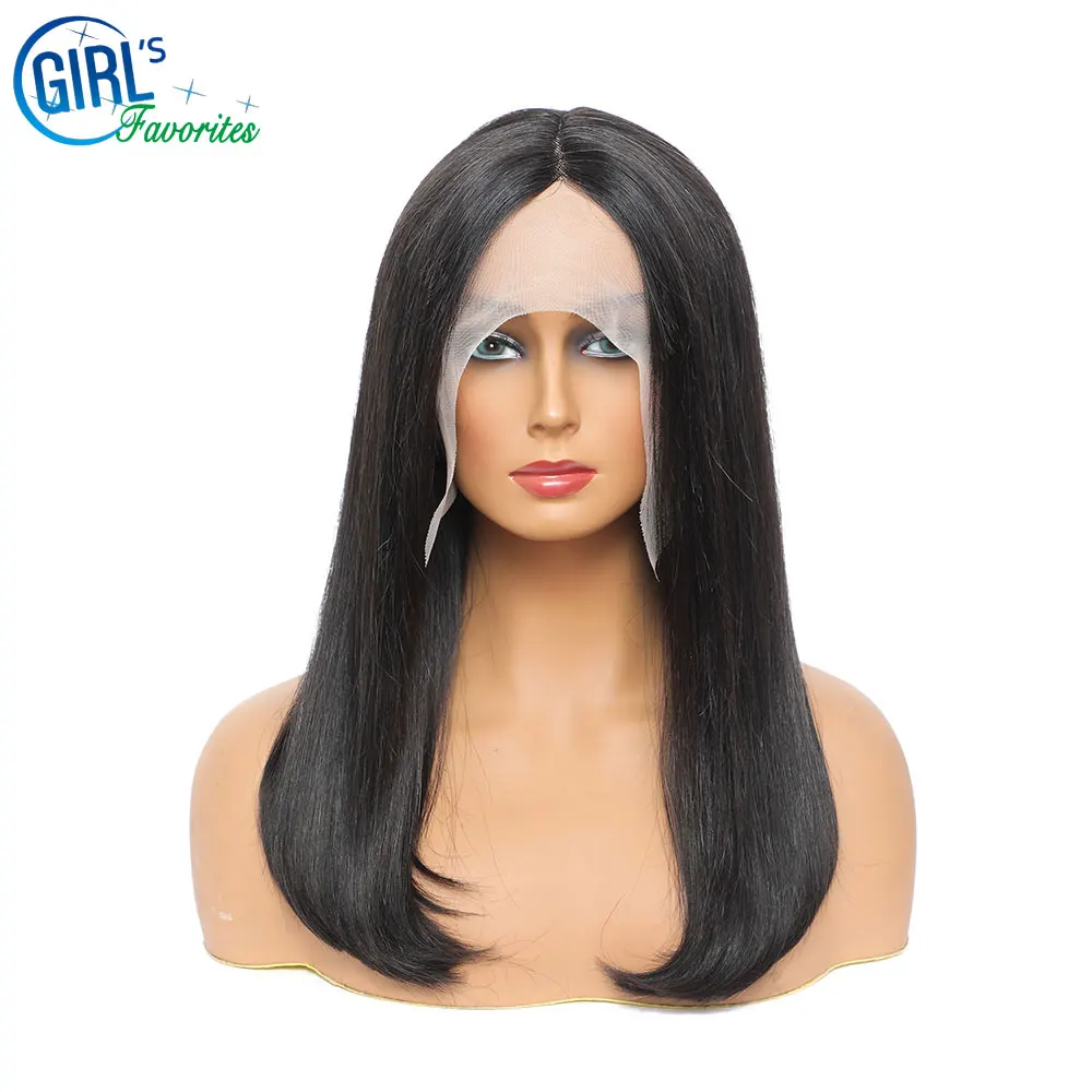 

Peruvian Straight Human Hair Lace Front Wig Bob Wigs With Bangs For Black Woman 180 High Density Lace Wigs Can Be Dyed