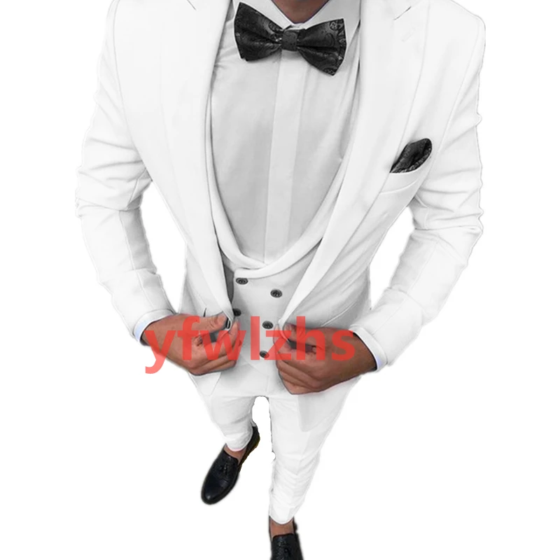 

Новое поступление, мужские смокинги для жениха на одной пуговице с пиковым отворотом, мужские костюмы, лучший блейзер для свадьбы/выпускного вечера (пиджак + брюки + жилет + галстук) C176