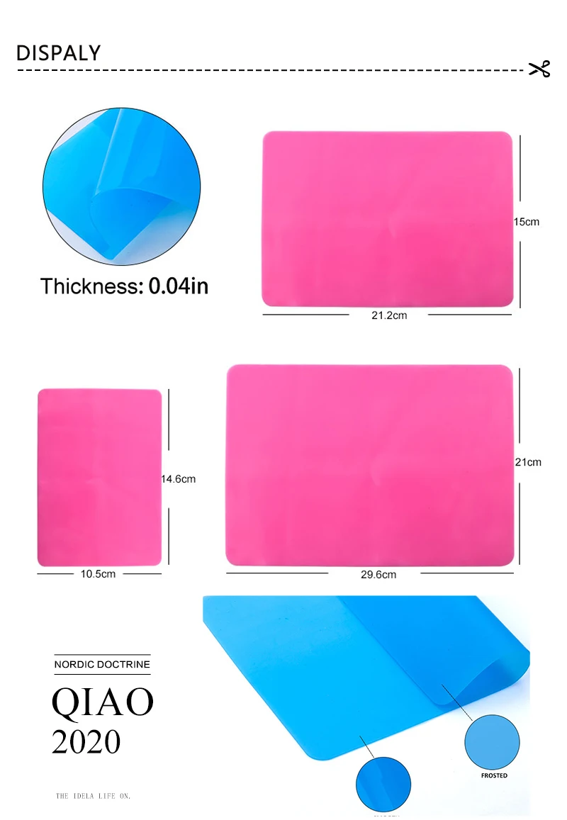 1PCS Safe Silicone Workbenches Epoxy Resin Molds Accessories for Epoxy Jewelry Making Supplies Blue&Rose Color Silicone Mat Pad