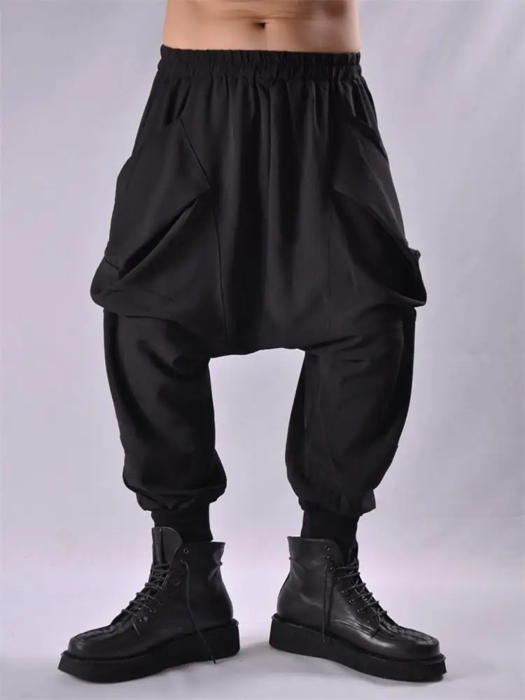 

Men's Baggy Pants Spring Hip Hop Rock Singer Night Club Punk Casual Loose Oversized Nine Quarter Pants