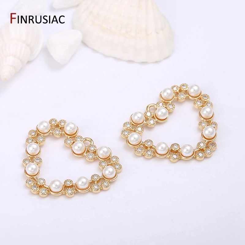 DIY Making Earrings Pendant Accessories Elegant Pearl Zircon Star/Heart-shaped/Rhombus/Leaf-shaped Charms Pendants For Jewellery