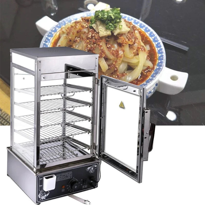 Food Display Warmers Cabinets 5 Layers Glass Display Case Bread Steamer Warming Showcase Machine