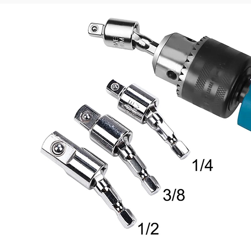 

1pcs 1/2 1/4 3/8 360 Degree Electric Wrench Hexagonal Handle to Square Socket Change-Over Tool Connecting Rod