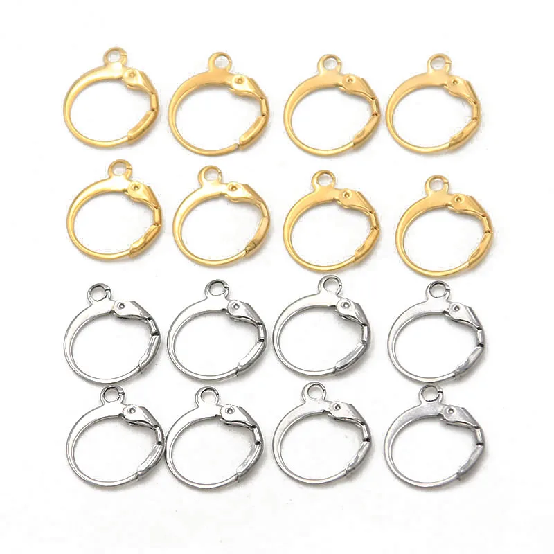 20Pcs 13*15mm Stainless Steel Gold Lever Back Ear Wire Hoop Open Loop Leverback Earring Hooks For DIY Earring Making