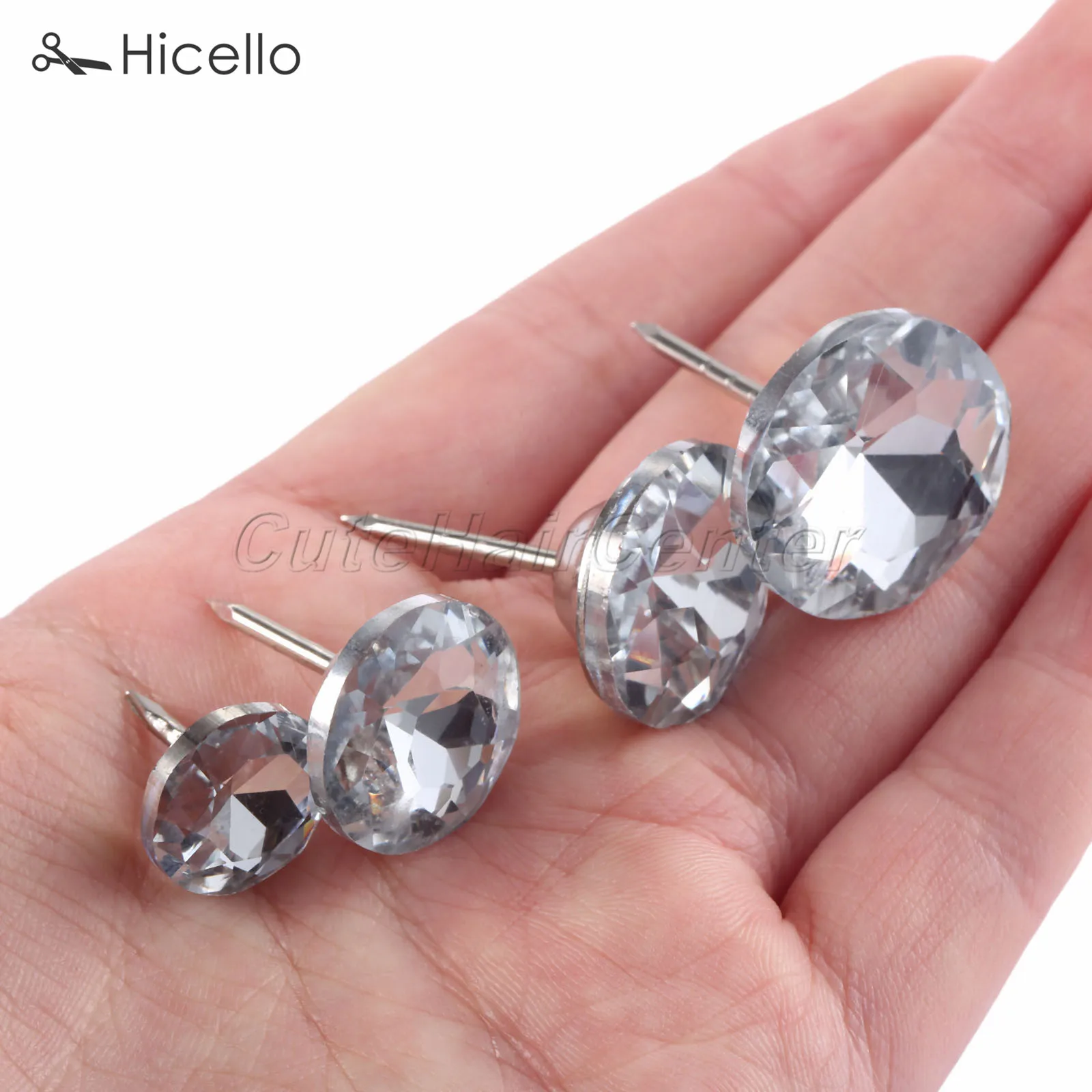 10pcs Crystal Nails Button Upholstery Glass Diamond Tacks Pins Knot 14mm/18mm/20mm/22mm Sewing Furniture Decoration Hicello