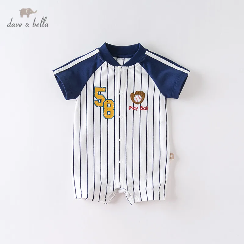 

DBM14107 dave bella summer new born baby boys fashion letter steiped jumpsuits infant toddler clothes children romper 1 piece