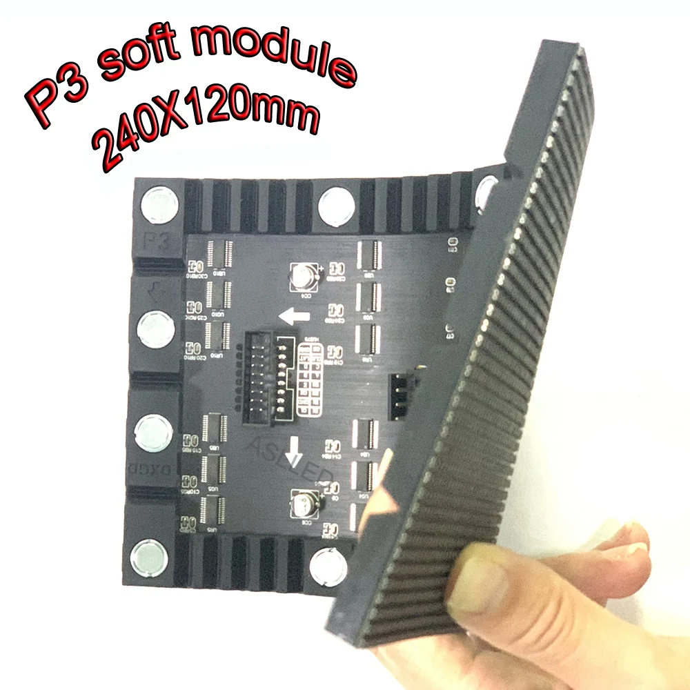 Indoor P3 Square Column Round Corner Electronic Advertising Screen Unit Board, 256x128mm Size HD Full-Color LED Soft Module