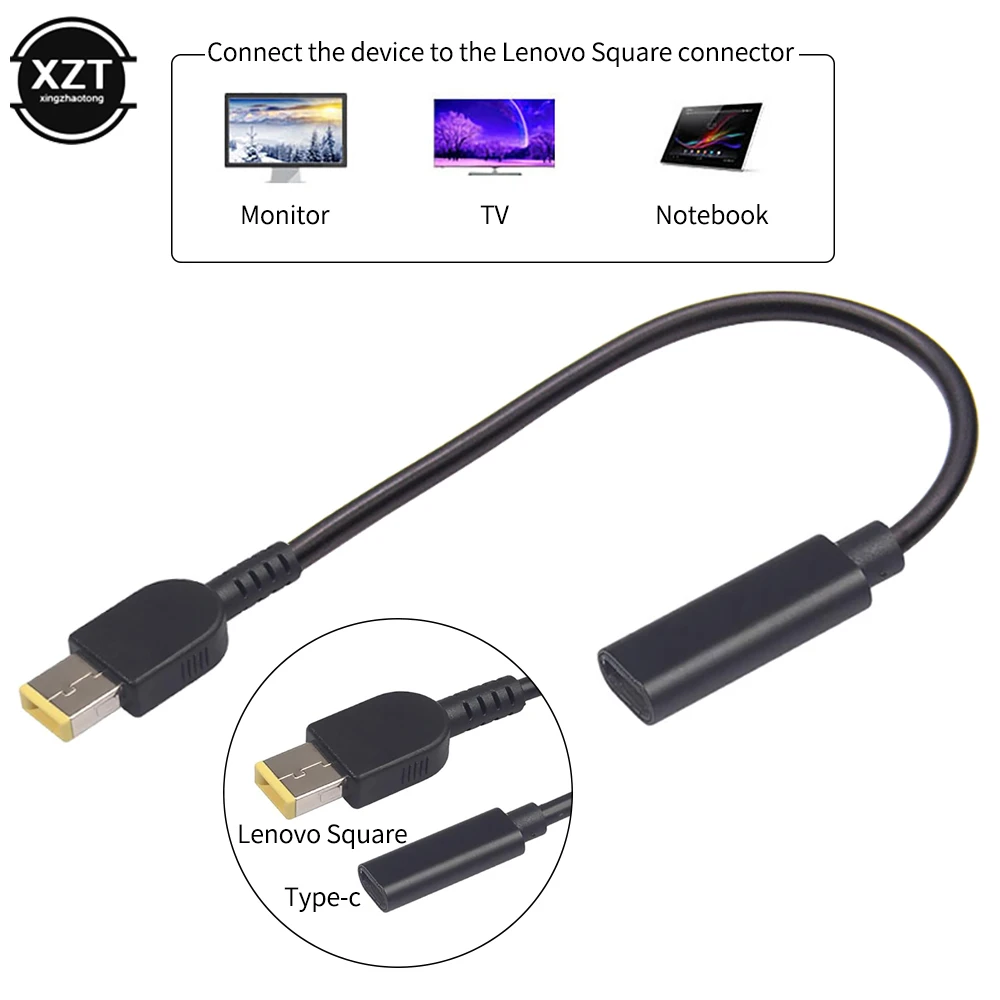 

USB Type-C Female to Square 11*4.5mm DC Male PD Power Charger Connector Cable 16cm Fast Charging for Lenovo Thinkpad