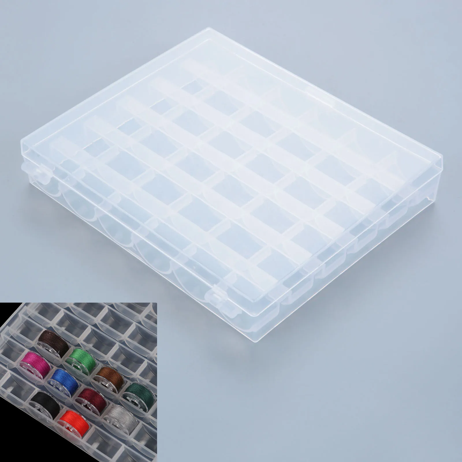 36 Slots Bobbins Box Storage Spool Case Sewing Machine Bobbin/Thread Store Plastic Clear Transparent 14.5x12x2.5cm Holder Box