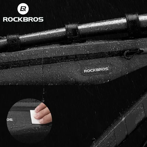 Imagen 2 del producto ROCKBROS-bolsa impermeable para bicicleta de 1,5 l, alargada, triangular, doble cremallera, resistente a los arañazos, accesorios para bicicleta