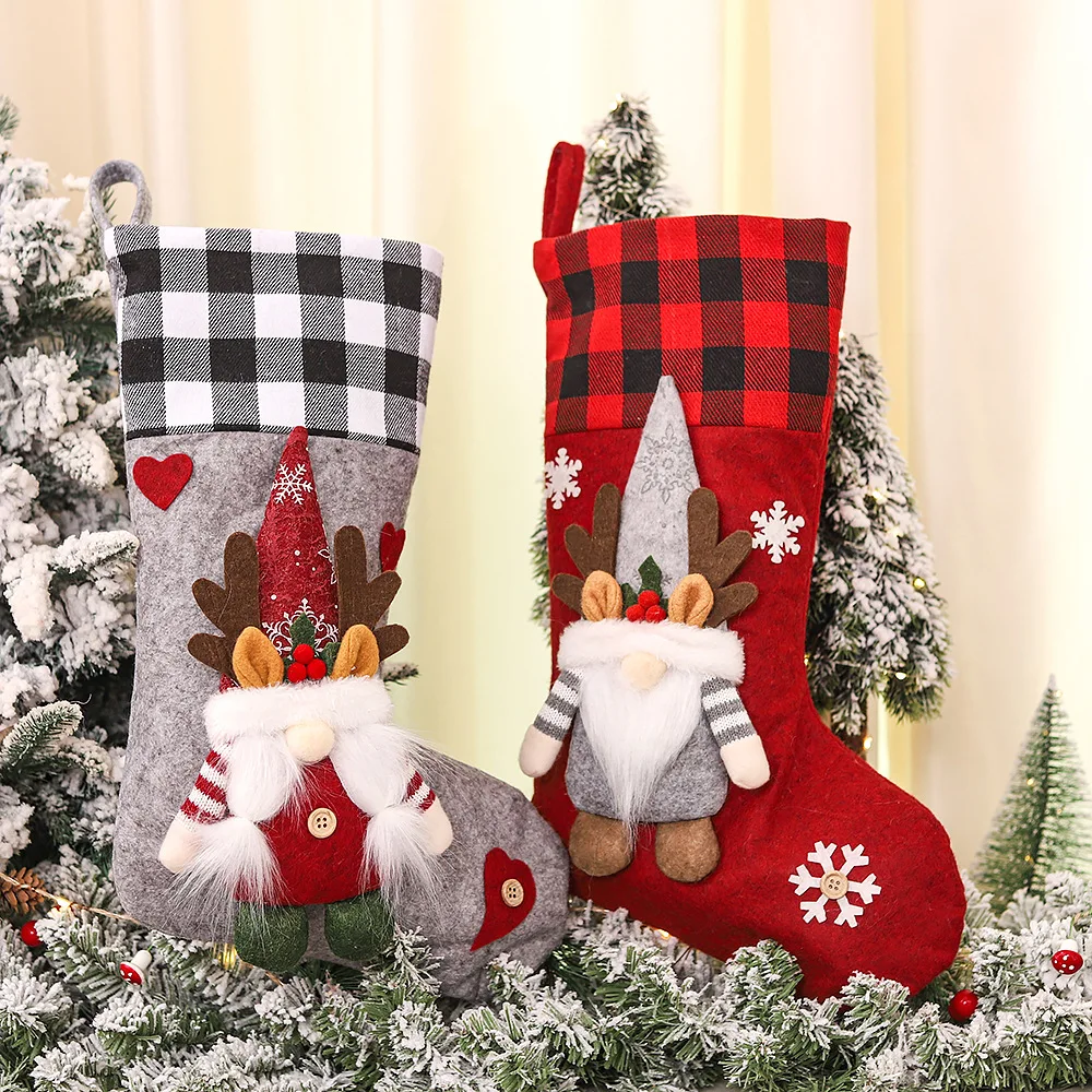 Medias de Navidad personalizadas de gnomos, conjunto de medias de familia, con nombre, regalo de Navidad