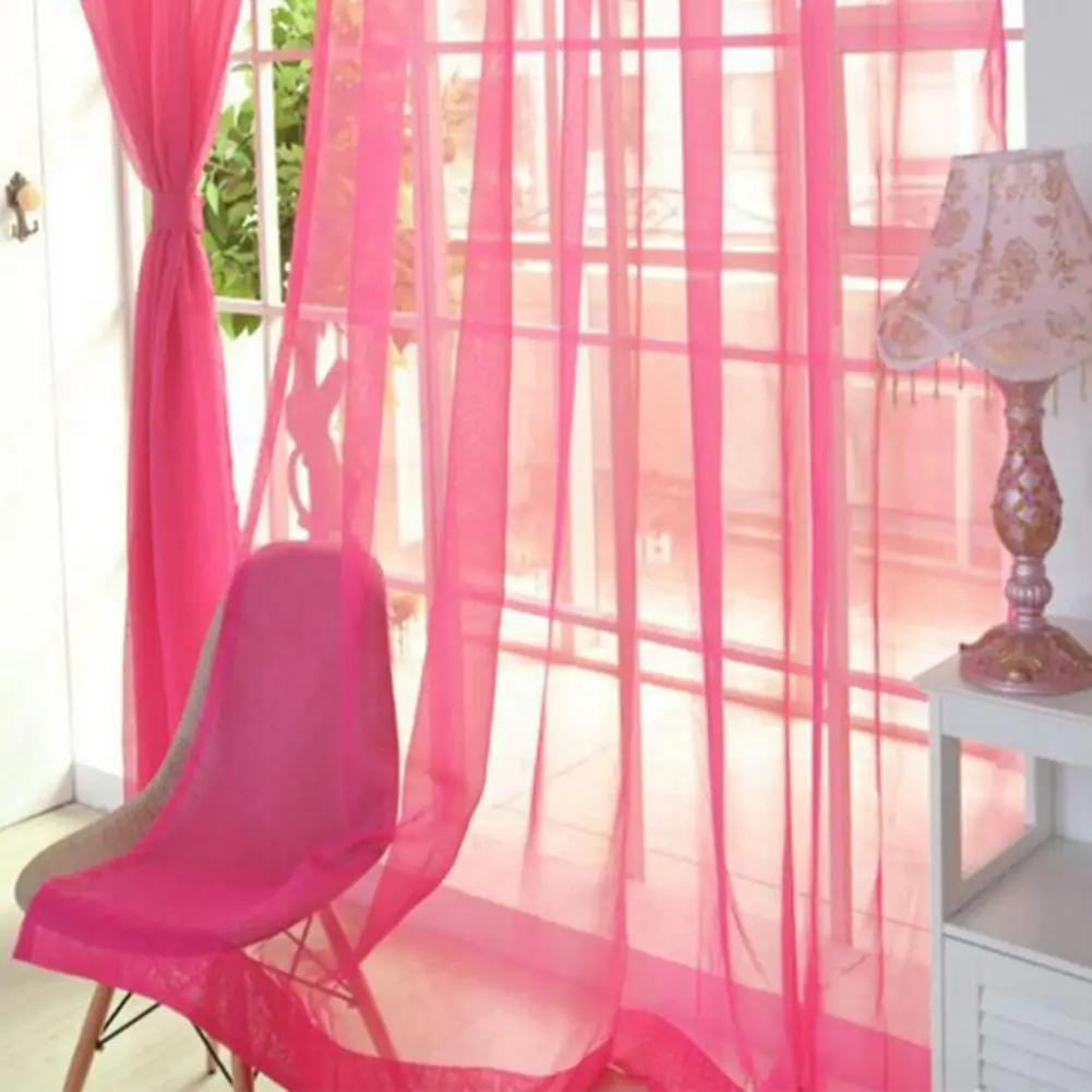 Sheer Curtain Eye-catching Window Drape Smooth Surface Washable  Useful Practical Material Tulle Curtain