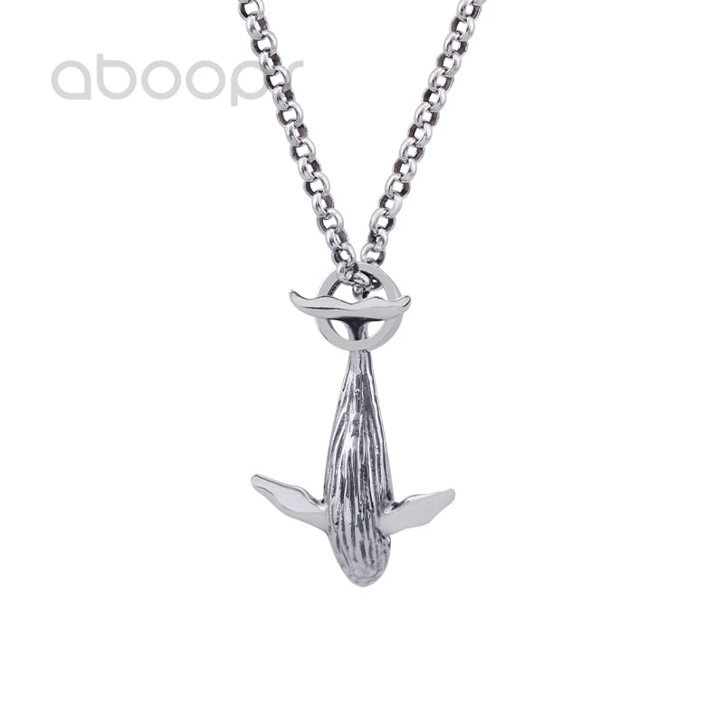 

Vintage 925 Sterling Silver Dolphin Whale Pendant Necklace for Men Women,60cm Link Chain,Free Shipping