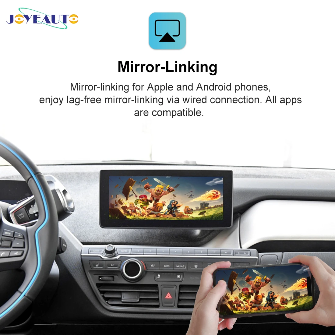 JoyeAuto Wireless Apple CarPlay e Android Auto Mirror-Link per BMW i3 i8 2013-2017 NBT Car Play Kit di Retrofit AirPlay Netflix Box