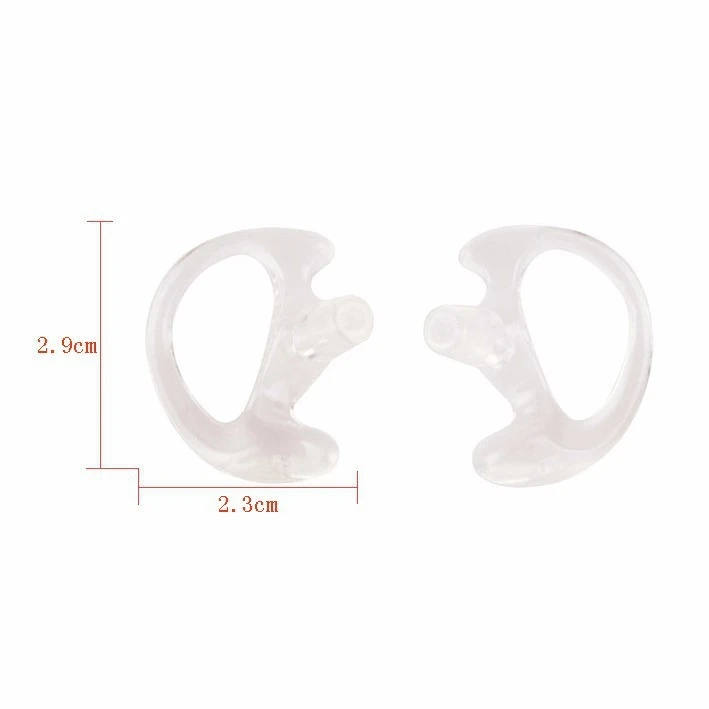 Silicone earloop Earmolds ear mold for acoustic air tube earphones,two way radio headset,walkie talkie headphone White