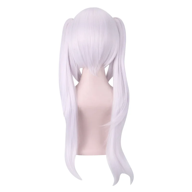 Game Azur Lane Laffey cosplay Wig with chip Ponytails silver pink Fake Hair Heat Resistant Fiber Synthetic Wigs Women Costume