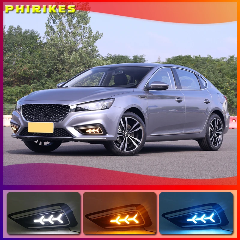 

1 Pair For MG6 MG 6 2017 2018 2019 2020 Car LED Daytime Running Lights White Yellow Blue Running Turn signal DRL Fog Lamp Covers