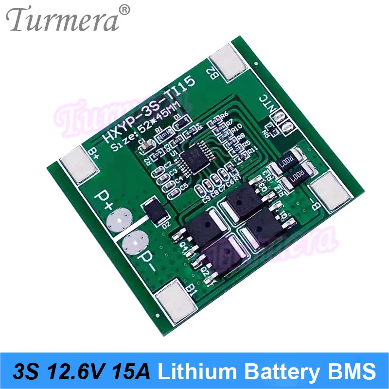 Turmera 3S 15A BMS 12,6 V 18650 Płytka zabezpieczona baterią litową do wkrętarki 10,8 V 12 V lub zasilacza nieprzerwanego