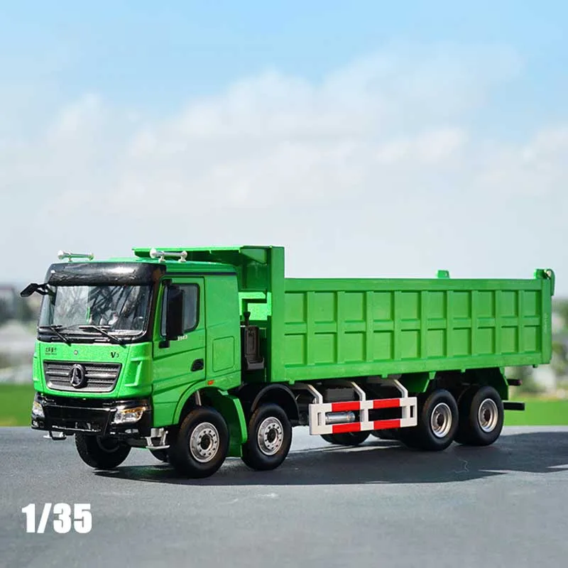 1/35 Original Beiben Heavy Truck Dump Environmental Muck Alloy Simulation Model Die-cast Metal Vehicle Toy Engineering Truck Car