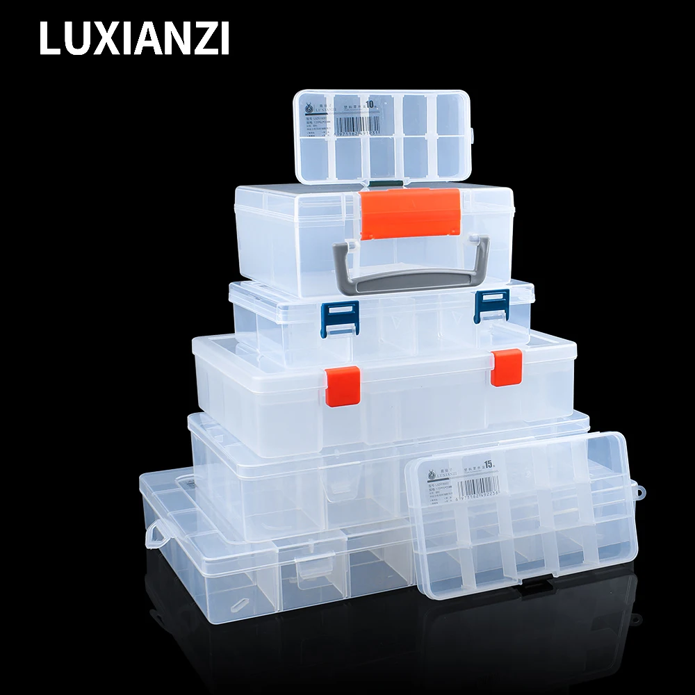 LUXIANZI-Caja de Herramientas de almacenamiento de plástico impermeable, piezas de Metal transparentes portátiles, herramientas de Hardware,