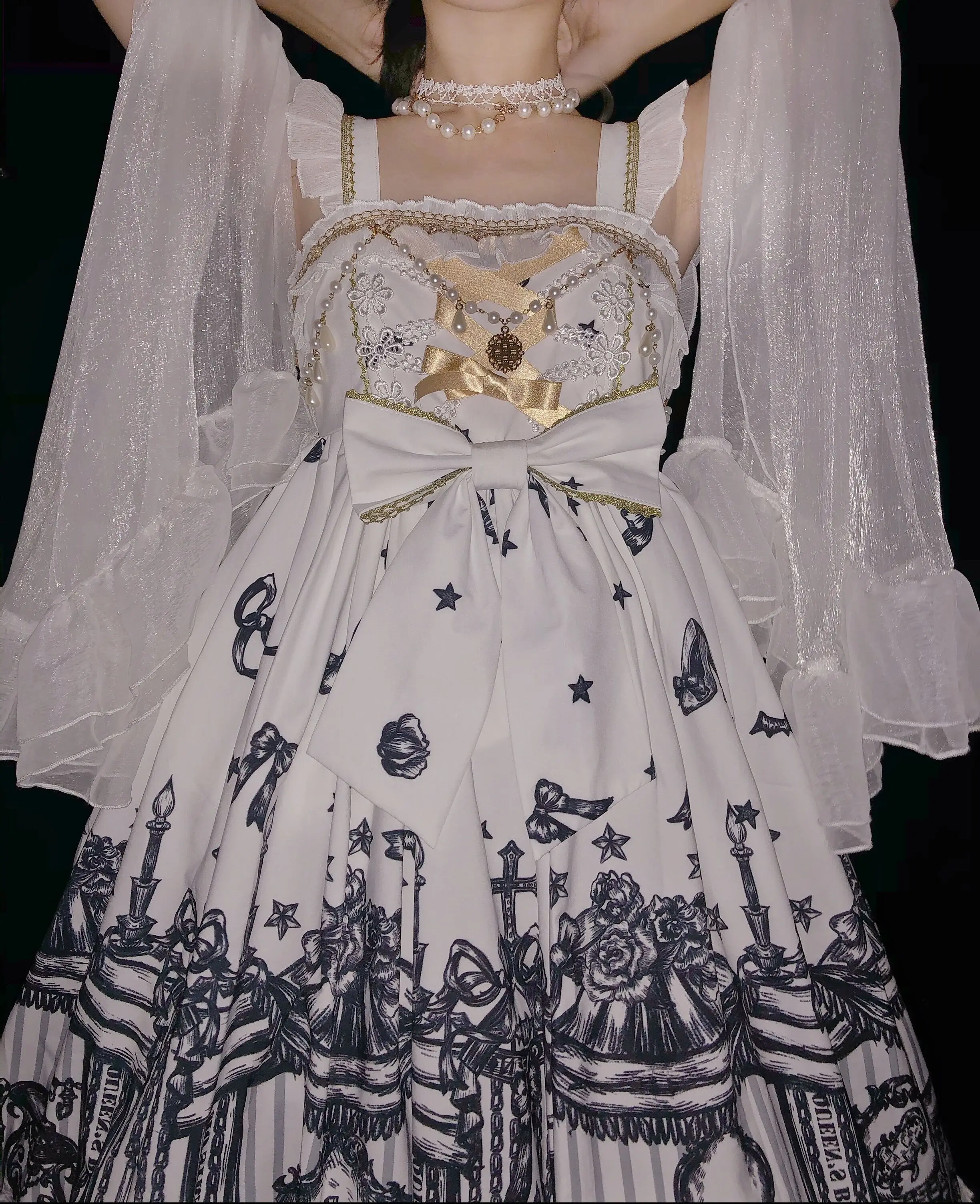 White Sugar Girl {Currently Available ~ Original Design Lolita Cross Cycle Gothic Dark Strap JSK Dress