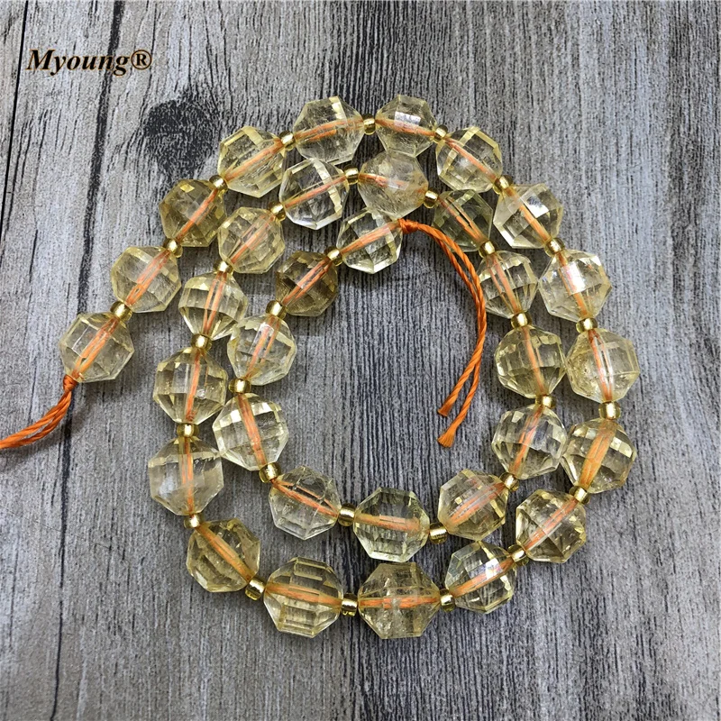 Natural Citrines Loose Stone Beads,Yellow Crystal Quartz Faceted Round Birthstone Beads For Necklace Bracelet Making MY210460