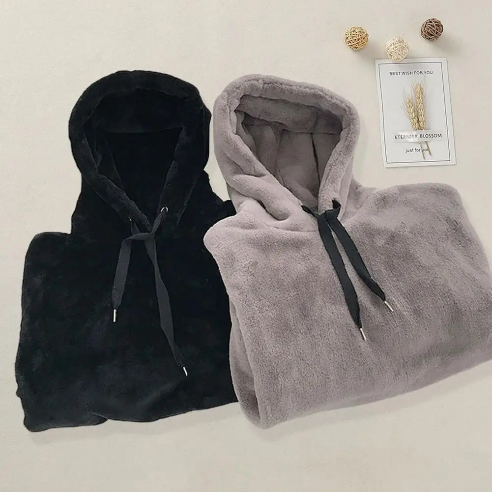 80% HOT SALES！！！Women Autumn Winter Solid Color Hooded Sweatshirt Plush Thick Pullover Hoodie