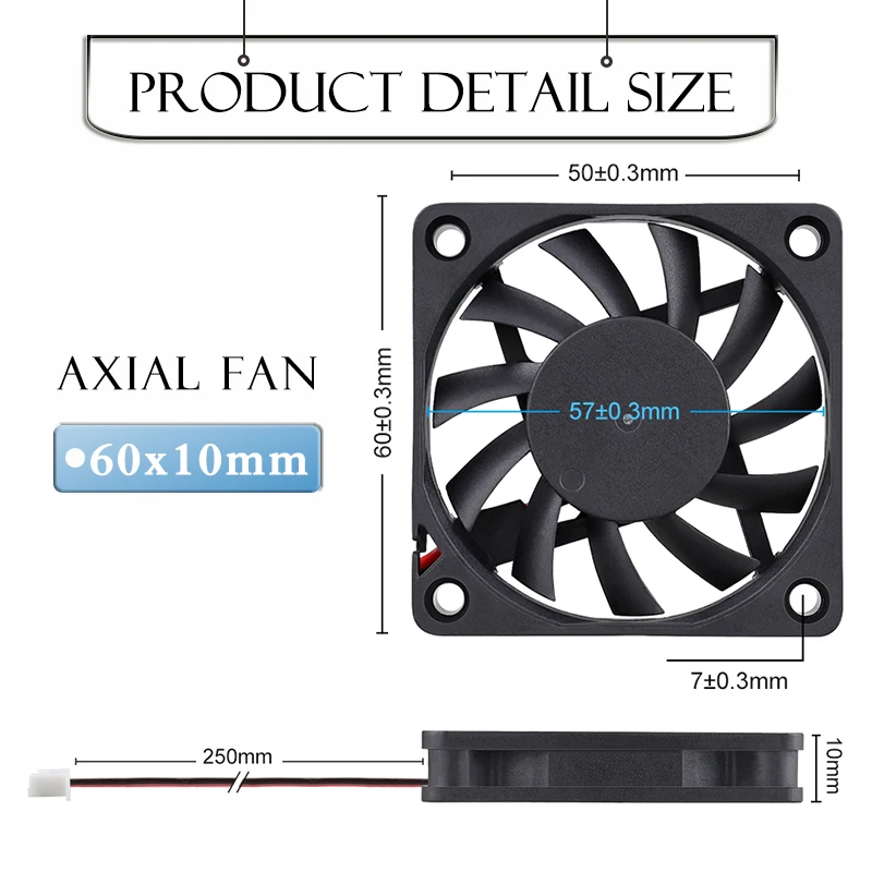 2 Pieces Gdstime 2Pin DC 5V 12V 24V 24 Volt 6cm 60x60x10mm 60mm Dual Ball Bearing Brushless Cooling Fan 60mm x 10mm  Cooler