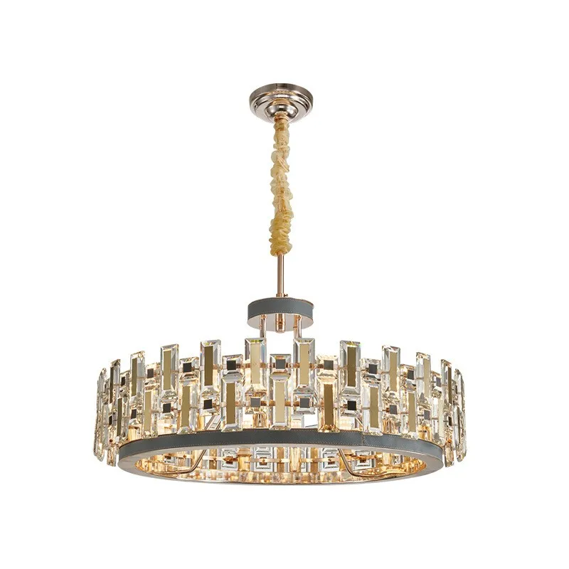 K9 Crystal Luxury LED Chandelier Postmodern Creative Leather Lighting Hanging Fixtures For Dining Living Room Bedroom Villa Deco