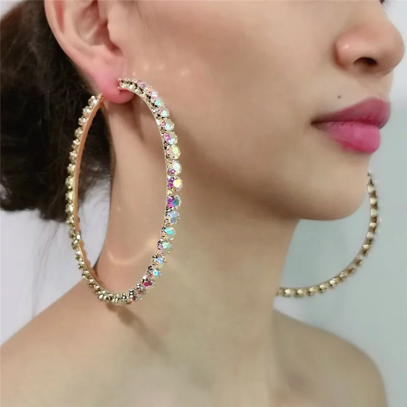 Pendientes de diamantes de imitación redondos de una sola fila, joyería de diseño geométrico, exquisita moda, nuevo regalo para ella