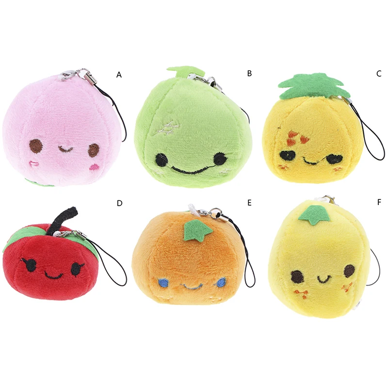 new cute 8cm plush  fruit  stufeed soft colourful grey pink yellow blue Favorite  Keychain Pendant high quality christmas gift