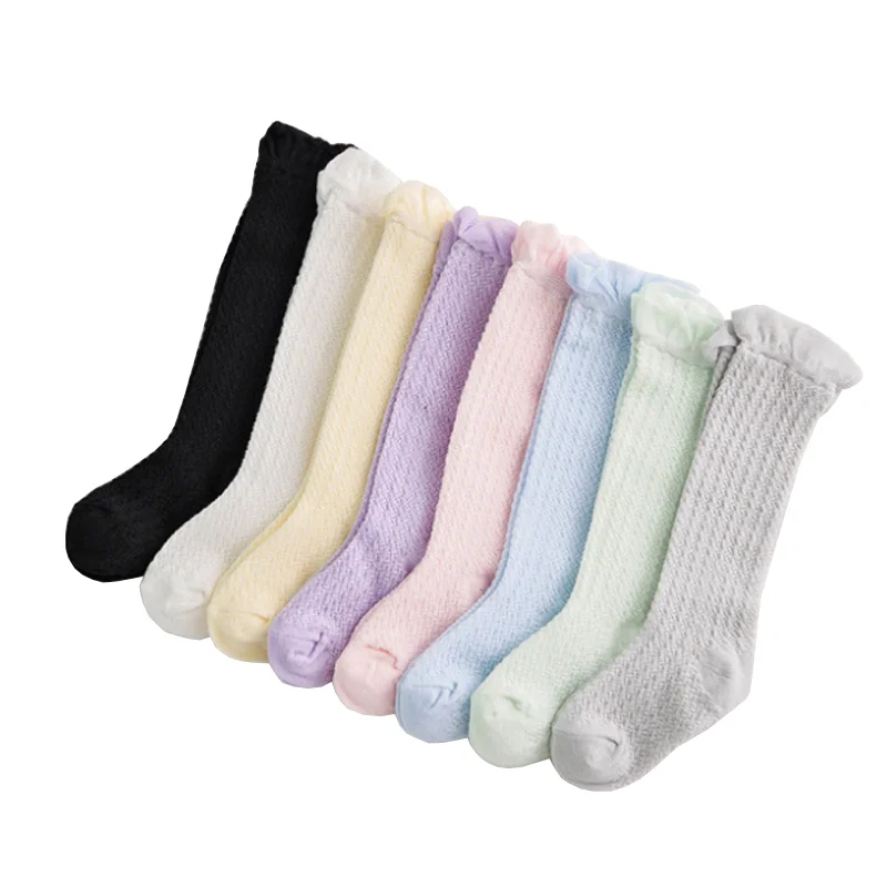 Lot de 3 paires de chaussettes fines pour bébé, au-dessus du genou, tube haut, pour enfants, nouvelle collection d'été