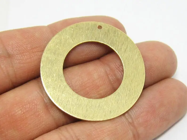 6pcs Textured Round Brass Charms, Round Circle Earring Pendant, 35x0.6mm, Round Brass Findings, Jewelry Making R701