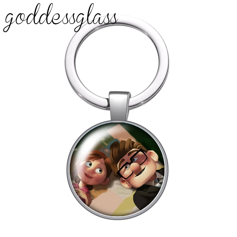Up Travel with the house Adventure glass cabochon keychain Bag Car key chain Ring Holder Charms keychains gift