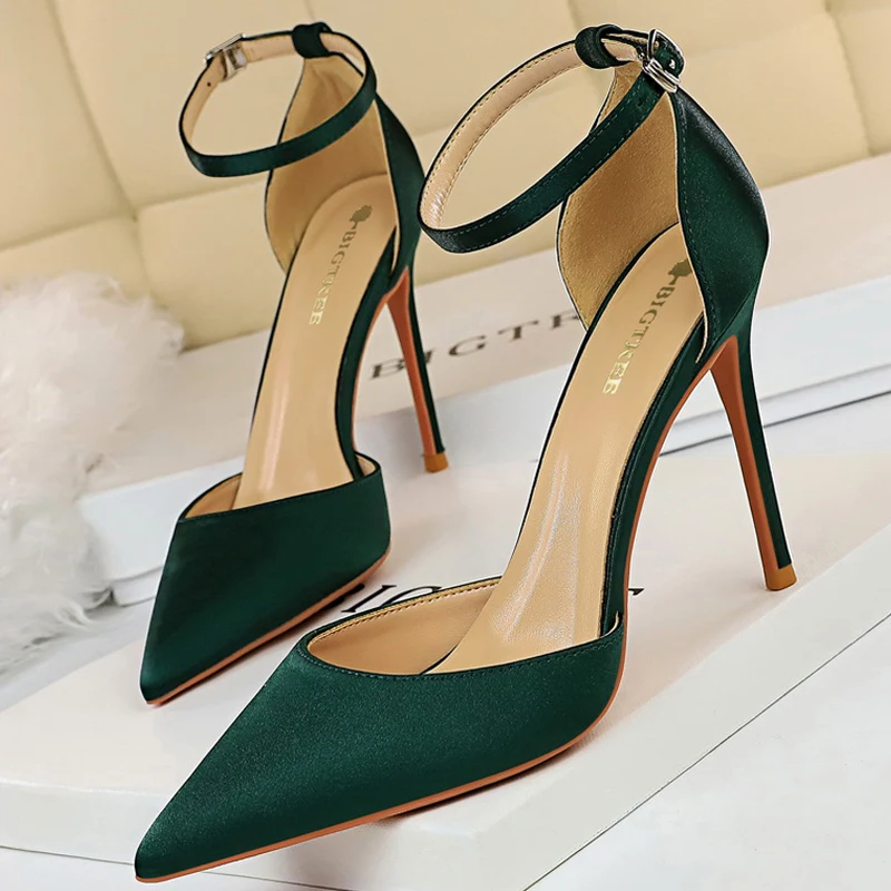 BIGTREE Shoes Hollow Out Woman Pumps High Heels Sexy Party Shoes Silk Ladies Shoes Pointed Toe Heeled Shoes 2024 Female Pumps